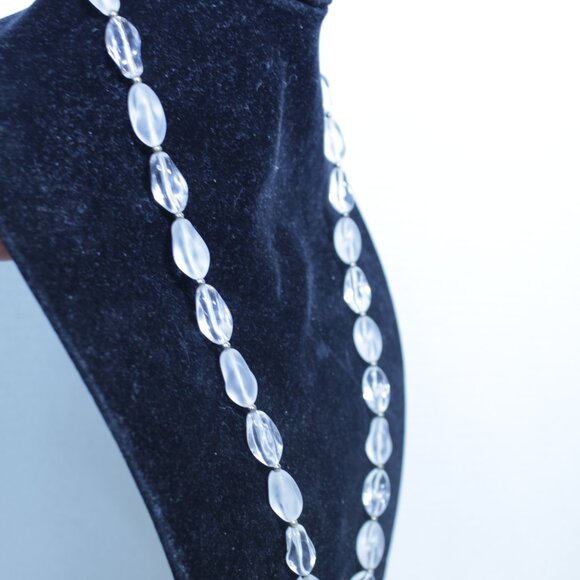 Clear Crystal Translucent Beaded Long Statement Necklace - Picture 3 of 7